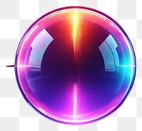 PNG  3D render of neon full moon icon sphere purple light.