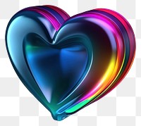 PNG  3D render of neon heart icon illuminated futuristic abstract.