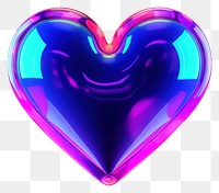 PNG  3D render of neon hearts icon purple light illuminated.
