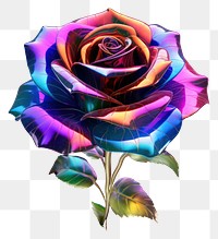 PNG  3D render of neon rose icon flower plant inflorescence.