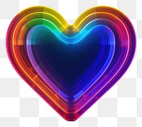 PNG  3D render of neon small heart icon rainbow light night.