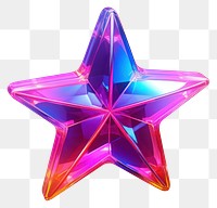 PNG  3D render of neon star icon illuminated celebration decoration.