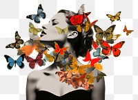 PNG Leaves and butterflies butterfly portrait graphics. 