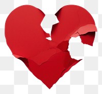PNG Red paper heart torn apart white background misfortune breaking.