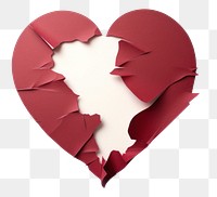 PNG Red paper heart torn apart white background destruction misfortune.