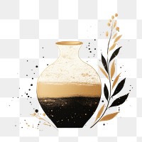 PNG Black and gold minimal vase art container painting.