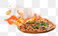 PNG Pizza food burning fire.