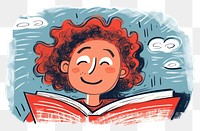 PNG Child reading book drawing cartoon sketch.