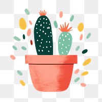 PNG Cactus pot art houseplant creativity.