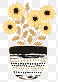 PNG Black and gold a flower pot pattern art sunflower.