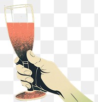 PNG  Champagne glass holding drink hand.