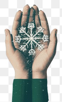 PNG  Snow flake hand holding finger.