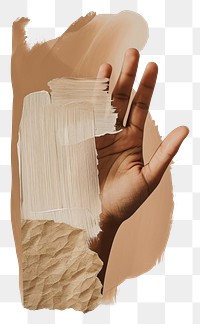 PNG Hand with a brown brush stroke paper finger art.