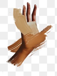 PNG Hand with a brown brush stroke finger art creativity.