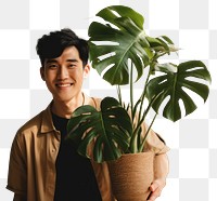 PNG Monstera houseplant holding smile adult.