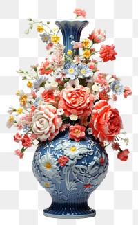 PNG Floral vase porcelain pattern flower. AI generated Image by rawpixel.