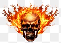 PNG Fire skull white background aggression creativity.