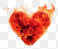 PNG Heart-shaped fire flame white background creativity glowing.