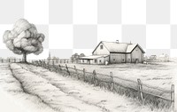 PNG Farm drawing sketch outdoors. AI generated Image by rawpixel.