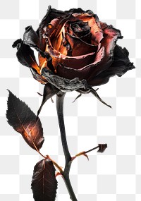 PNG  A rose burnt flower plant white background.