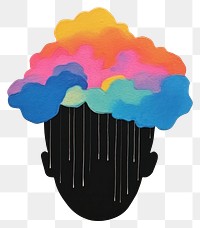 PNG  Man with cloud and rainbow on his head art silhouette painting. AI generated Image by rawpixel.