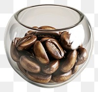 PNG Coffee bean icon transparent glass white background.