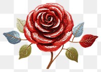 PNG Colorful rose embroidery pattern flower.