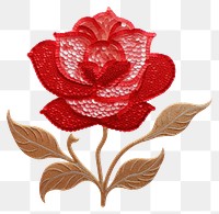 PNG  Red rose embroidery pattern flower.