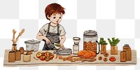 PNG  Kid cooking in kitchen art cartoon food.