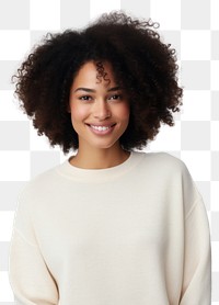 PNG A happy mixed race african american woman wear cream sweater portrait fashion adult.