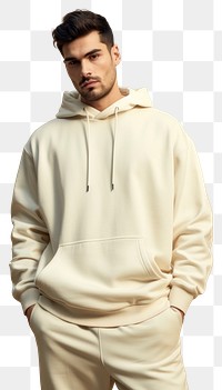 PNG Cream hoodie mockup sweatshirt fashion adult.