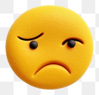 PNG  Sad face emoji white background anthropomorphic representation.