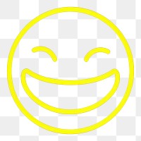 PNG  Laugh face emoji icon neon yellow night.