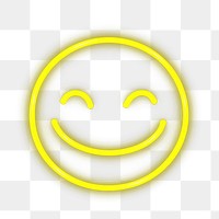 PNG  Laugh face emoji icon neon yellow night.
