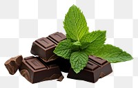PNG  Chocolates with mint leaves dessert plant herbs.