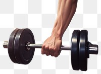 PNG  A hand of strong man holding a heavy dumbbell gym sports weightlifting.