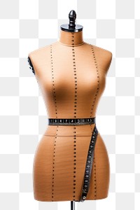 PNG Dress and tape measure on mannequin back white background undergarment