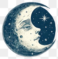 PNG  Antique of moon astronomy drawing sketch.