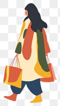 PNG Woman walking enjoy music with shopping handbag fashion adult.