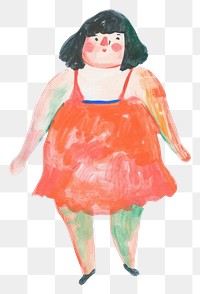 PNG Chubby girl painting white background representation.