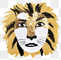 PNG  Lion face ripped paper painting portrait photo.