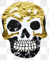PNG  Skull ripped paper gold white background creativity.