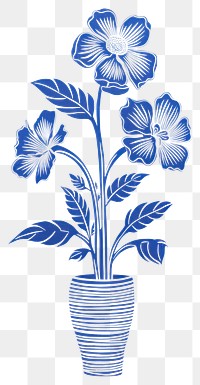 PNG  Chinese flower blue and white art porcelain pattern.