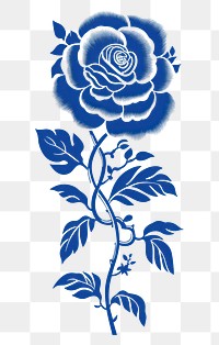 PNG  Chinese flower blue and white art pattern plant.