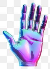 PNG  A hand icon iridescent purple glove white background.