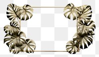 PNG  Gold monstera leaves frame jewelry white background accessories.