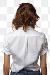 PNG  A woman wearing a white shirt and blue jeans sleeve blouse adult. AI generated Image by rawpixel.