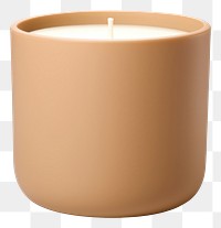 PNG  Ceremic candle jar in light brown simplicity cup white background. AI generated Image by rawpixel.