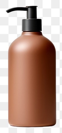 PNG  Transparent-Opaque SHAMPOO BOTTLE with pump in tea brown bottle cosmetics cylinder. AI generated Image by rawpixel.