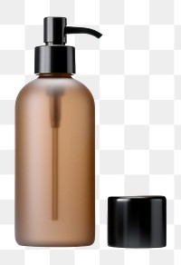 PNG  Transparent-Opaque SHAMPOO BOTTLE with pump in tea brown bottle cosmetics perfume. AI generated Image by rawpixel.